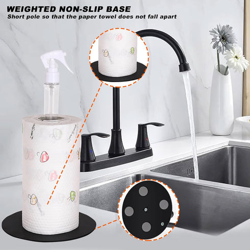 Stainless Steel Paper Towel Holder with Spray Bottle - One Hand Tear Stand for Kitchen Bathroom Countertop