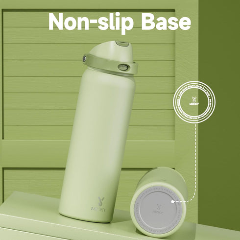 40 oz 2-in-1 24 Insulated Water Bottle with Straw: Meoky Stainless Steel Metal Water Bottle with Lid - Leak Proof, Cold