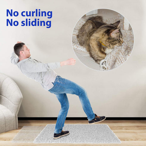 16 Pcs Rug Tape, Non Slip Adhesive Rug Stopper for Hardwood Floors and Tile, Dual Sided Washable Removable Holder