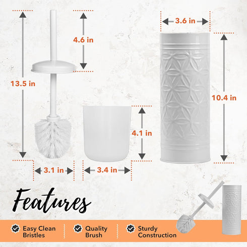 Sets Autumn Alley White Toilet Brush and Holder Bathroom Accessories, Bathroom Toilet Brush for Modern Bathroom Decor