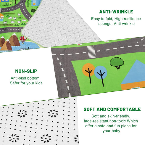 78.7"X 59", 78.7X 59 INCH) Kids Car Playmat Kids Rug for Playroom Car Mat Town City Road Traffic Rugs, Play Mat