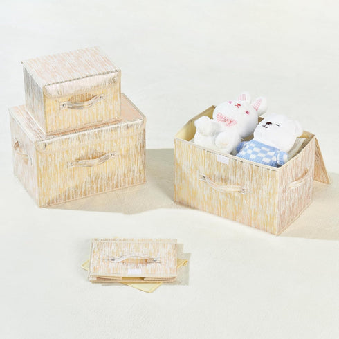 2PCS Gold Decorative Storage Boxes with Lid, Luxury Metallic Fabric Organizer Bins for Home Bedroom Closet Office