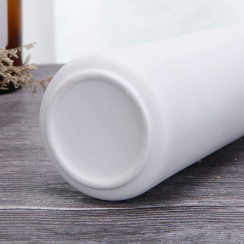 VanEnjoy 7" High Minimalist White Ceramic Vases - Home Office Decoration, Frosting Finish