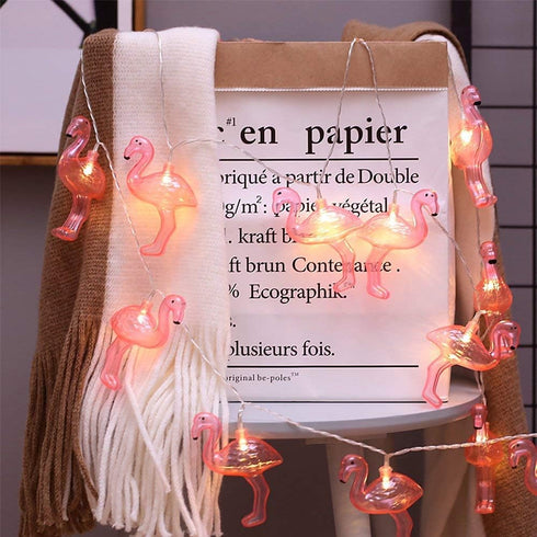 DomeStar 10Ft Pink Flamingo String Lights, LED Battery Operated Fairy Lights for Outdoor Patio Decor