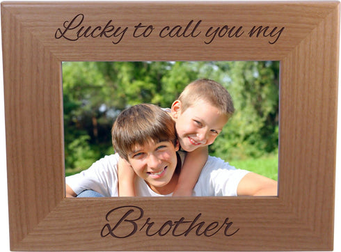 Lucky to Call You My Brother Wood Picture Frame - 4x6 Inch, Great Birthday Gift for Brothers