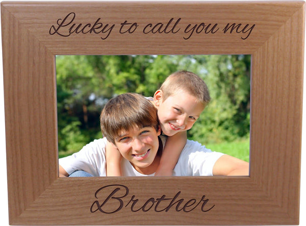 Lucky to Call You My Brother Wood Picture Frame - 4x6 Inch, Great Birthday Gift for Brothers