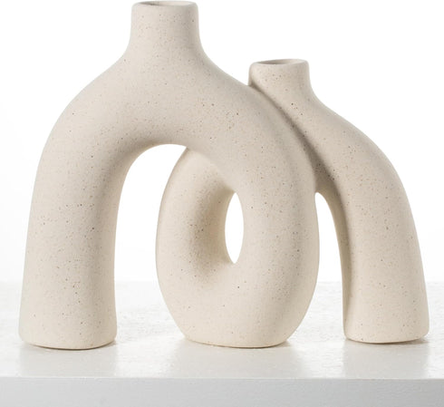 CEMABT Modern Nordic Boho Vase Set - Elegant Beige Matte Ceramic Home