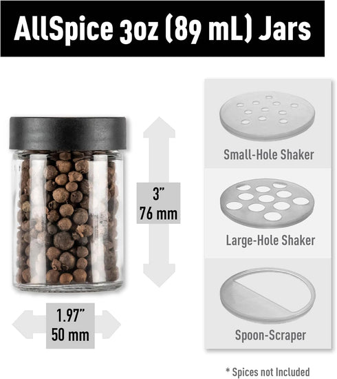 3 3 18 pack AllSpice Glass Spice Jars fluid ounces
