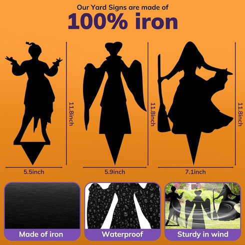 Witch Halloween Decorations Outdoor Hocus Pocus Garden Metal Stakes Decor, Halloween Silhouette Party Yard Signs with Stakes,Trick or Treat Party Supplies for Kids Home Party by Nitakou