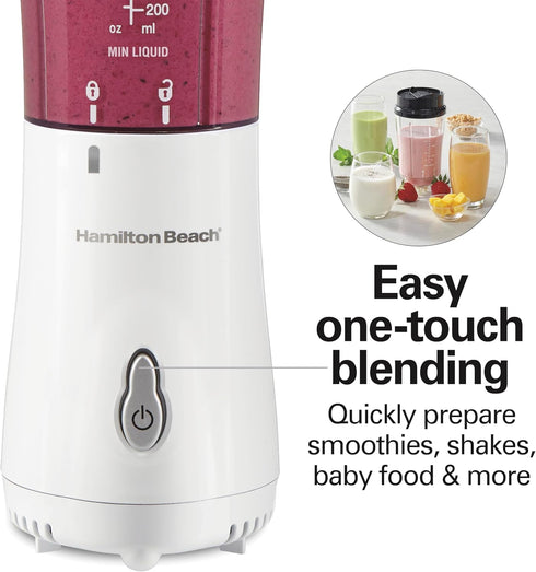 Hamilton Beach Portable Blender for Shakes and Smoothies, 14 Oz BPA Free Travel Cup, White (51101V)