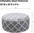 D20 xH9, Outdoor/Indoor Inflatable Ottoman Pouf All Weather Round Footstool with Handle, Water Repellent Portable