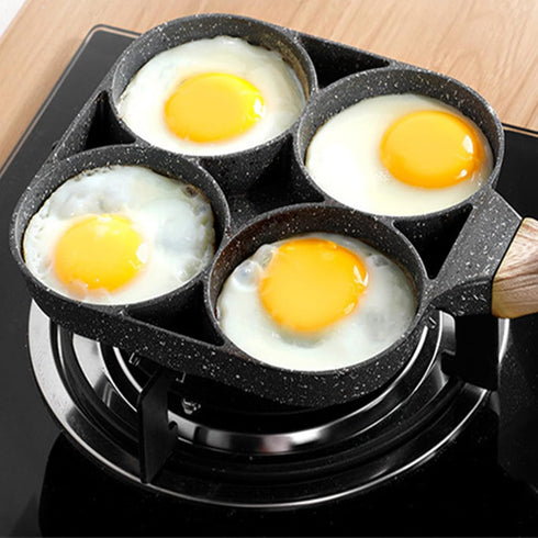 yarlung 4-Cup Fried Egg Frying Pan with Brush, Non-stick Poached Egg Skillet for Burger, Omelet, Camping