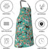 Floral Horse Print Waterproof Apron, Adjustable Neck Bib with 2 Pockets for Cooking Kitchen Gift