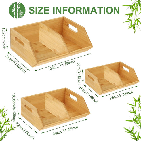 Barydat 3 Pcs Onion and Potato Storage, Bamboo Pantry Organizer, Stackable for Kitchen, Countertop, Vegetable Storage
