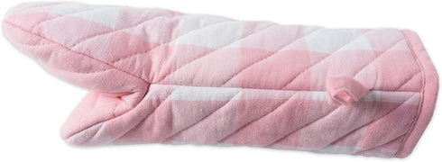 DII Buffalo Check Kitchen Collection, Classic Farmhouse Kitchen Set, Oven Mitt, Pink & White