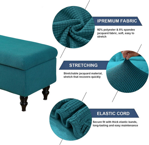 FUANGUI Ottoman Cover Slipcovers Rectangular Printed Folding Stretch Storage Bench Footrest Sofa Stool Covers Footstool