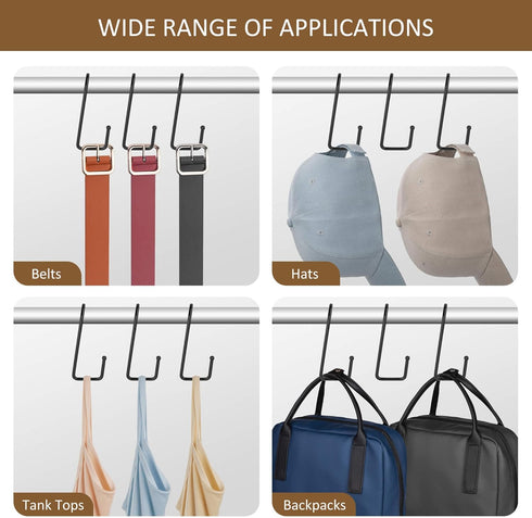 ZEDODIER 15 Pack Purse Hanger Hooks for Closet, Sturdy Metal S Hooks Bag Organizer, Black