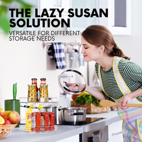 Clear Lazy Susan Organizer, Rotating Makeup Organizer for Vanity, Spice Rack Kitchen Cabinet Organizers and Storage