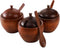 DEAYOU 3 Pack Wood Salt Box Spice Jar, Natural Wooden Salt Cellar with Lid and Spoon for Kitchen, Japanese Style