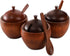 DEAYOU 3 Pack Wood Salt Box Spice Jar, Natural Wooden Salt Cellar with Lid and Spoon for Kitchen, Japanese Style