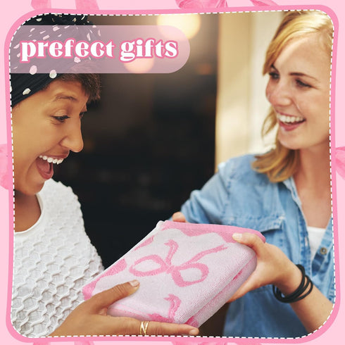 6 100% 13" 13" Coume Pcs Pink Bow Washcloths Cotton Wash Cloths x Coquette Small Face Towels Absorbent Soft Preppy Wash