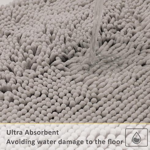 Bathroom Rugs Sets 3 Piece, Non Slip Thick Chenille Bath Mat, Soft Absorbent Shaggy Bathroom Carpet Set