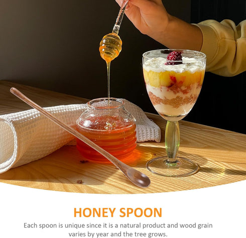 Operitacx 4 Pcs Wooden Spoons, Long Handle Wooden Mixing Spoons Bulk, Long Spoon Tea Spoons For Honey Spoon Mixing Stirring Eating Cooking