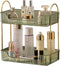 Bathroom Counter Organizer - 2 Tier Countertop Storage for Cosmetics, Skincare, Makeup, Green Vanity Tray, Spice Rack