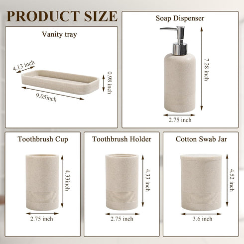 Set, 6-Piece Set, Set, Bathroom Accessories Bathroom Accessory Toothbrush Holders Soap Dispenser, Vanity Tray, Tumbler