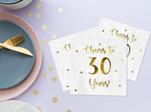 Cheers to 30 Years Cocktail Napkins, Happy 30th Birthday Decorations, 50-Pack