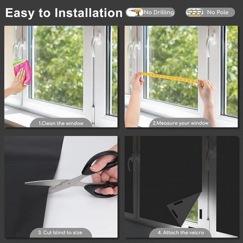 Blackout Curtains for Bedroom, 79" x 57" Portable Blackout Blinds for Any Windows, 100% Blackout Shades for Travel