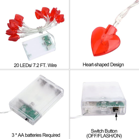 AOSTAR Valentine Lights Heart Shaped String Lights for Mother's and Father's Day, Wedding, Proposal, Birthday