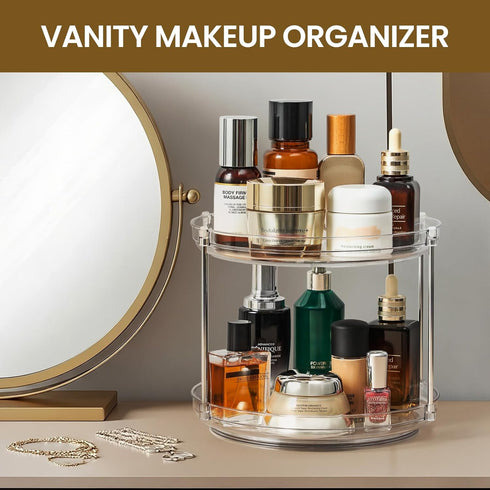 2 Countertop, Closet, 9.25'' Tier Non-Skid Acrylic Lazy Susan Turntable Organizer - Rotating Spice Rack - Spinning