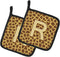 Caroline's Treasures CJ1025-RPTHD Letter R Initial Monogram, Giraffe Pair of Pot Holders, 7 1/2 x 7 1/2