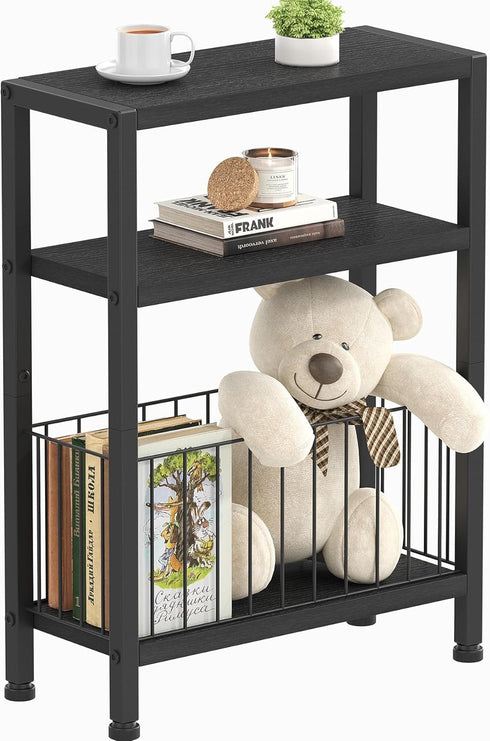 Heybly Small Narrow Side Table for Small Space, Thin Bedside Table with