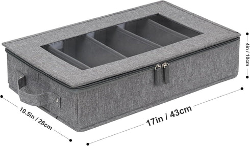 Flatware Utensil Storage Case, Large Capacity Silverware Box with Adjustable Dividers, Zipper Lid for Organizing