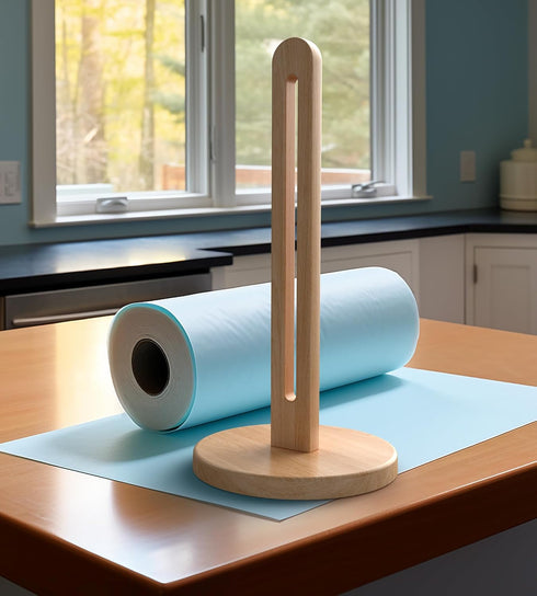 Countertop Wooden Paper Towel Holder Stand for Jumbo Roll - Stylish Kitchen Paper Rack Bathroom Towel Roll Stand