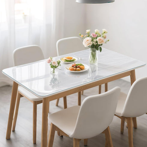 24 48 Inch, 1.4mm Clear Table Protector x Thick Waterproof PVC Plastic Table Cover, Durable Table Pad for Dining Room