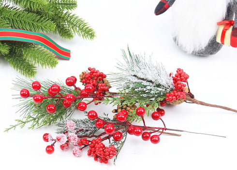 Mklsit 30 Pack 8.2 Inch Artificial Red Berry Stems, Christmas Berry Picks Holly Berries Branches for Christmas Tree