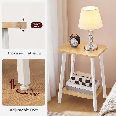 2-Tier ETBN4701 MAHANCRIS Side Table, Small Rectangular End Table with Storage Shelf, Bedside Table Sofa Couch Table