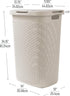 Mind Reader Slim Laundry Hamper with Lid, 60L Wicker Design, 17.65"L x 13.75"W x 24.15"H, Ivory