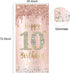 Happy 10th Birthday Door Banner Backdrop Decorations, Pink Rose Gold 10 Year Old Birthday Party Door Cover Sign Supplies