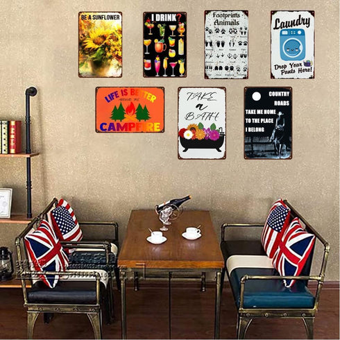 Dandelion Inspirational Wall Art Vintage Metal Sign, Dragonfly and Dandelion Retro Iron Painting Plaque (12x8 inch)