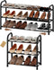 AUGOHCMIL Expandable Shoe Rack, 3-Tier Metal Small Shoe Rack, Adjustable Shoes Organizer, Storage