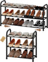 AUGOHCMIL Expandable Shoe Rack, 3-Tier Metal Small Shoe Rack, Adjustable Shoes Organizer, Storage