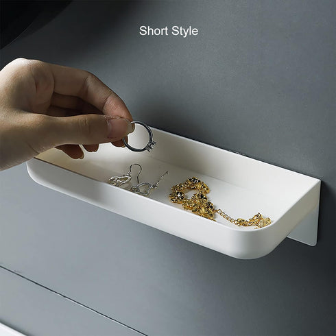 2 Styles Adhesive Plastic Floating Shelves Stick on Wall Mounted Shower Organizer Caddy for Bathroom Kitchen Cabinet
