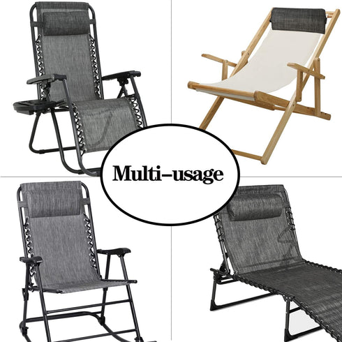 Set 2 Zero Gravity Chair of Replacement Pillow Headrest with Elastic Band, Universal Soft Removable Padded Cushion Head
