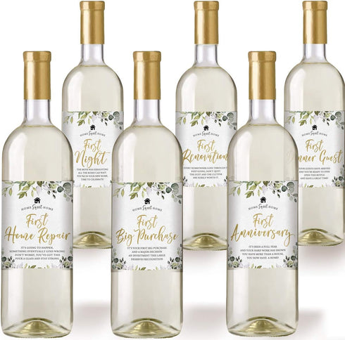 Printed Party New Home Milestones Wine Bottle Labels, Housewarming Gift Idea