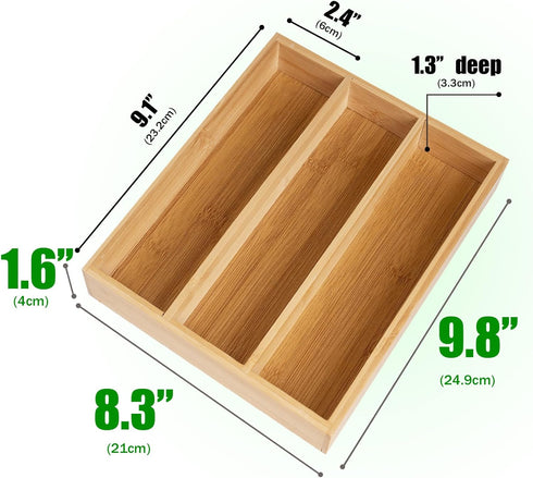 Bamboo Silverware Organizer, Kitchen Drawer Utensil Organizer, Flatware Tray for Kitchen Utensils