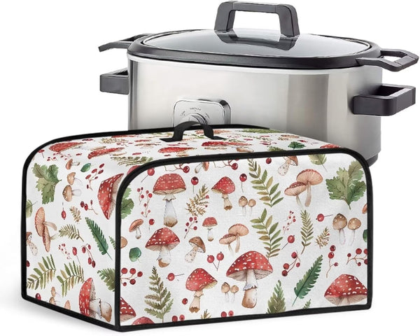 Mushroom Crock Pots Cover, Resistant Oval Slow Cooker Cover with Top Handle, Kitchen Appliance Cover